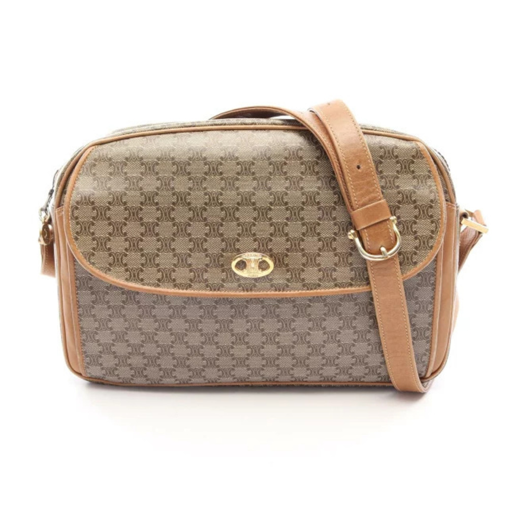 Celine Triomphe Shoulder Bag Canvas Leather Brown